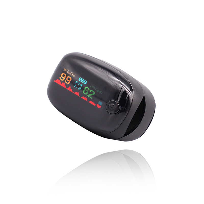 ایزو اکسیژن سنج خون انگشتی خانگی پالس اکسی متر پزشکی چهار رنگ OLED 0.96 اینچ